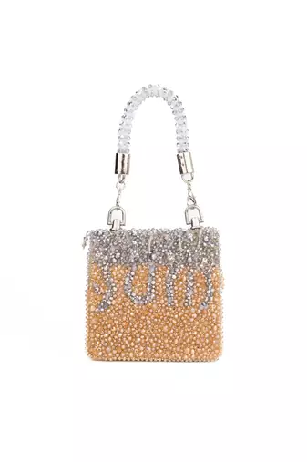 Elsie gold & silver suede mini bag