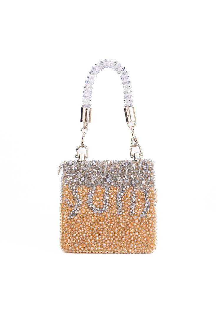 Elsie gold & silver suede mini bag
