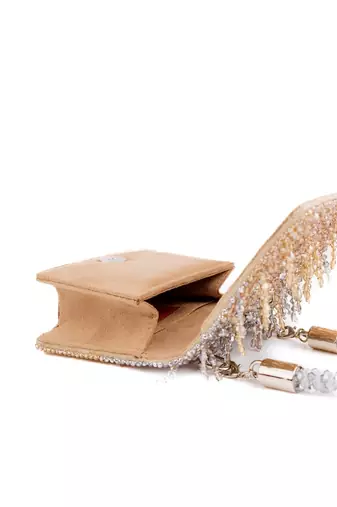 Elsie gold & silver suede mini bag