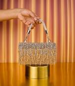 Elsie gold & silver suede clutch