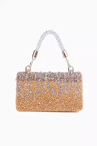 Elsie gold & silver suede clutch
