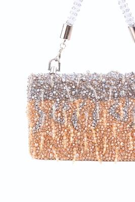 Elsie gold & silver suede clutch 3