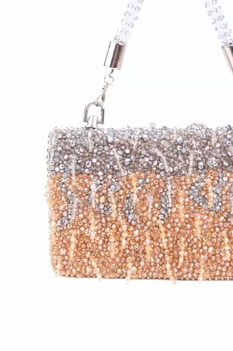 Elsie gold & silver suede clutch