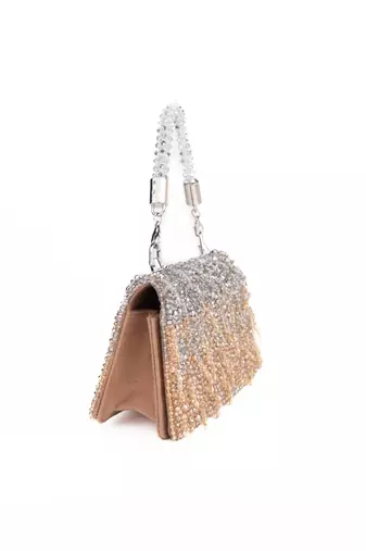 Elsie gold & silver suede clutch