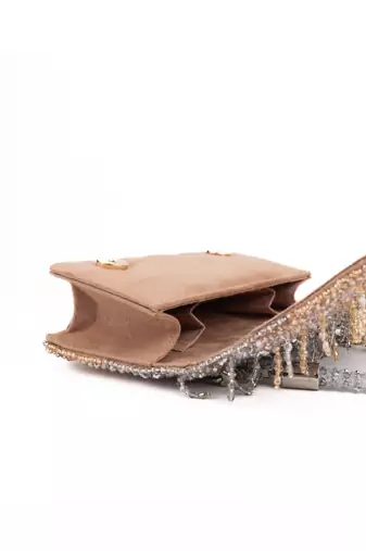Elsie gold & silver suede clutch