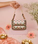 Noori multicolor suede embellished clutch