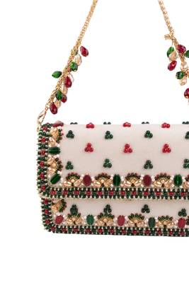 Noori multicolor suede embellished clutch 2