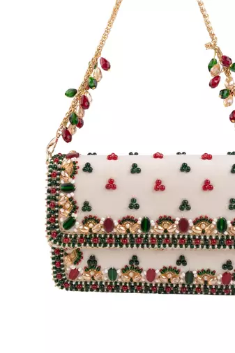 Noori multicolor suede embellished clutch