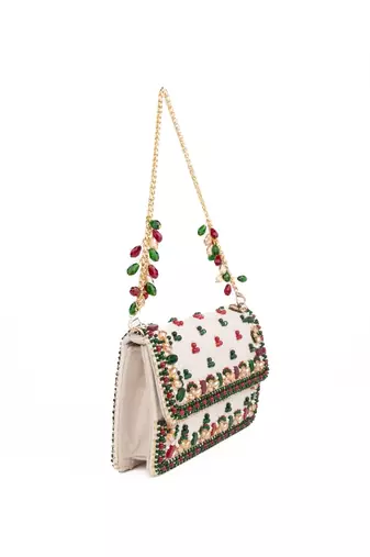 Noori multicolor suede embellished clutch