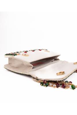 Noori multicolor suede embellished clutch 5