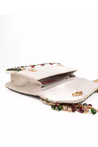 Noori multicolor suede embellished clutch