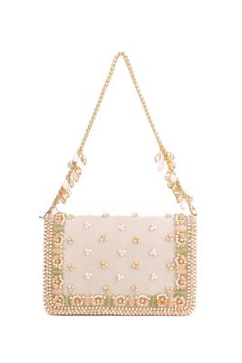 Noori pastel suede embellished clutch 2