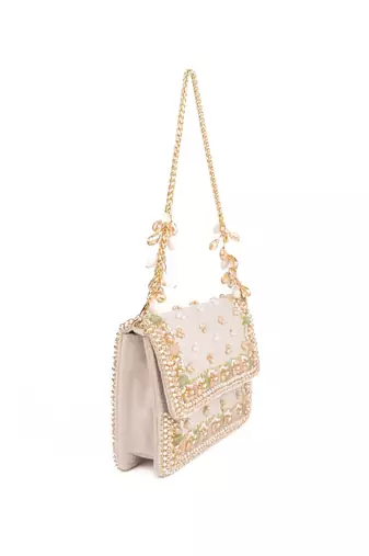 Noori pastel suede embellished clutch