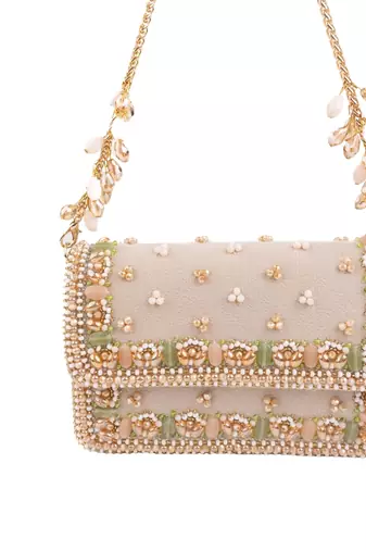 Noori pastel suede embellished clutch
