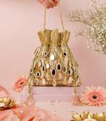 Noorah gold georgette mirror handcrafted potli