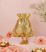 Rooh gold georgette handcrafted potli