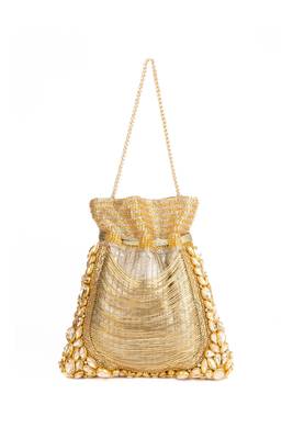 Rooh gold georgette handcrafted potli 2