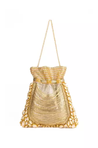 Rooh gold georgette handcrafted potli