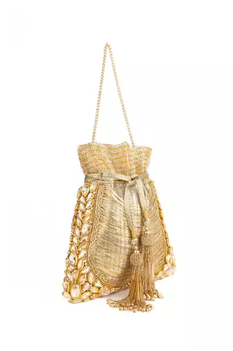Rooh gold georgette handcrafted potli