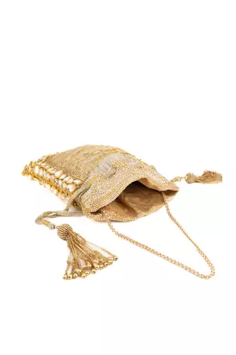 Rooh gold georgette handcrafted potli