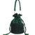 Zaria green suede crystal embellished bucket bag