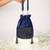 Zaria navy blue suede crystal embellished bucket bag
