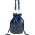 Zaria navy blue suede crystal embellished bucket bag