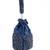 Zaria navy blue suede crystal embellished bucket bag