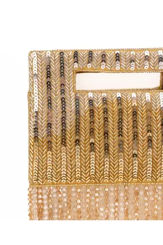 Ayla gold and silver suede embellished clutch