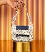 Elana denim pearl embellished mini bag