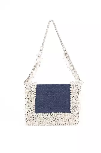 Elana denim pearl embellished mini bag