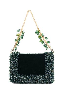 Elana green suede crystal embellished mini bag 3