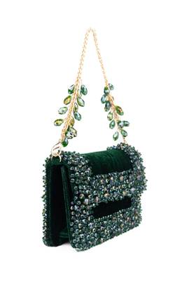 Elana green suede crystal embellished mini bag 4