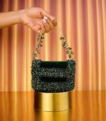 Elana green suede crystal embellished mini bag