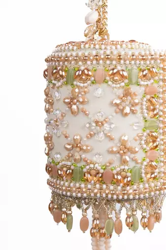 Bella pastel suede embellished cylinder mini bag