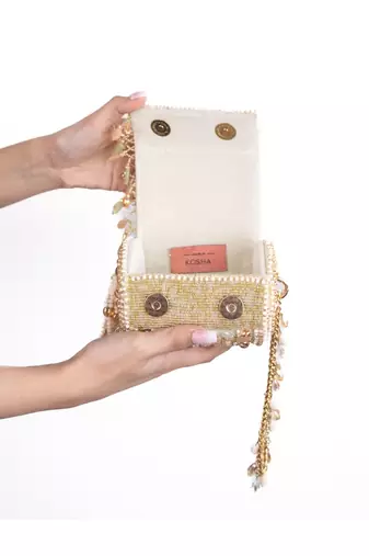 Bella pastel suede embellished cylinder mini bag