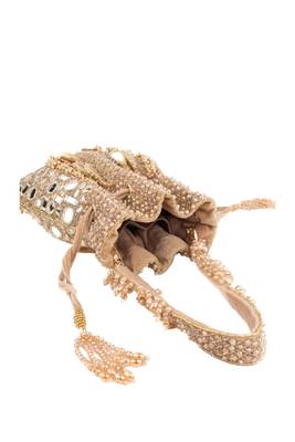 Tarah gold suede mirror embellished potli 3