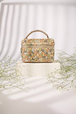 Abia pastel georgette embellished vanity bag 5