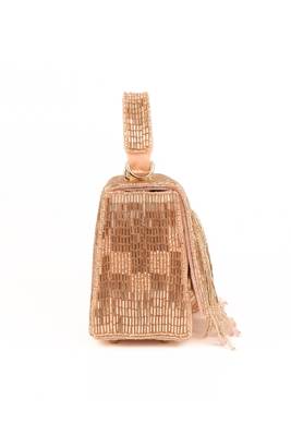 Bushra rose gold suede handcrafted box bag 4