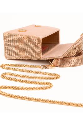 Bushra rose gold suede handcrafted box bag 5