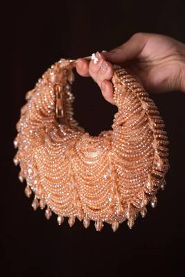 Liona gold georgette embellished hobo bag 4