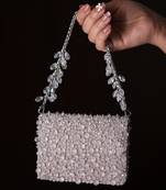 Kiyara silver suede crystal embellished mini bag