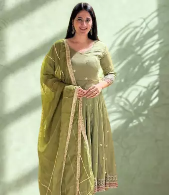 Green Heavy Silk With Sequence And Embroidery Work With Pant &Dupatta 3pc set