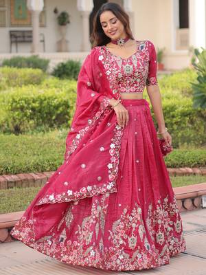 Enchanting Pink Embroidered Crushed Designer Lehenga With Blouse 5
