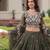 Alluring Olive Green Codding Work Crushed Evening Wear Lehenga Choli