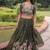 Alluring Olive Green Codding Work Crushed Evening Wear Lehenga Choli