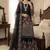 Designer black silk kurta set with heavy floral embroidery & sharara