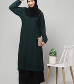 Two-peice abaya Dress with Elasticated Sleeves made with Nida Matte Fabric 