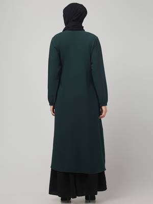Two-peice abaya Dress with Elasticated Sleeves made with Nida Matte Fabric  2