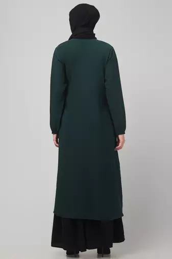 Two-peice abaya Dress with Elasticated Sleeves made with Nida Matte Fabric 